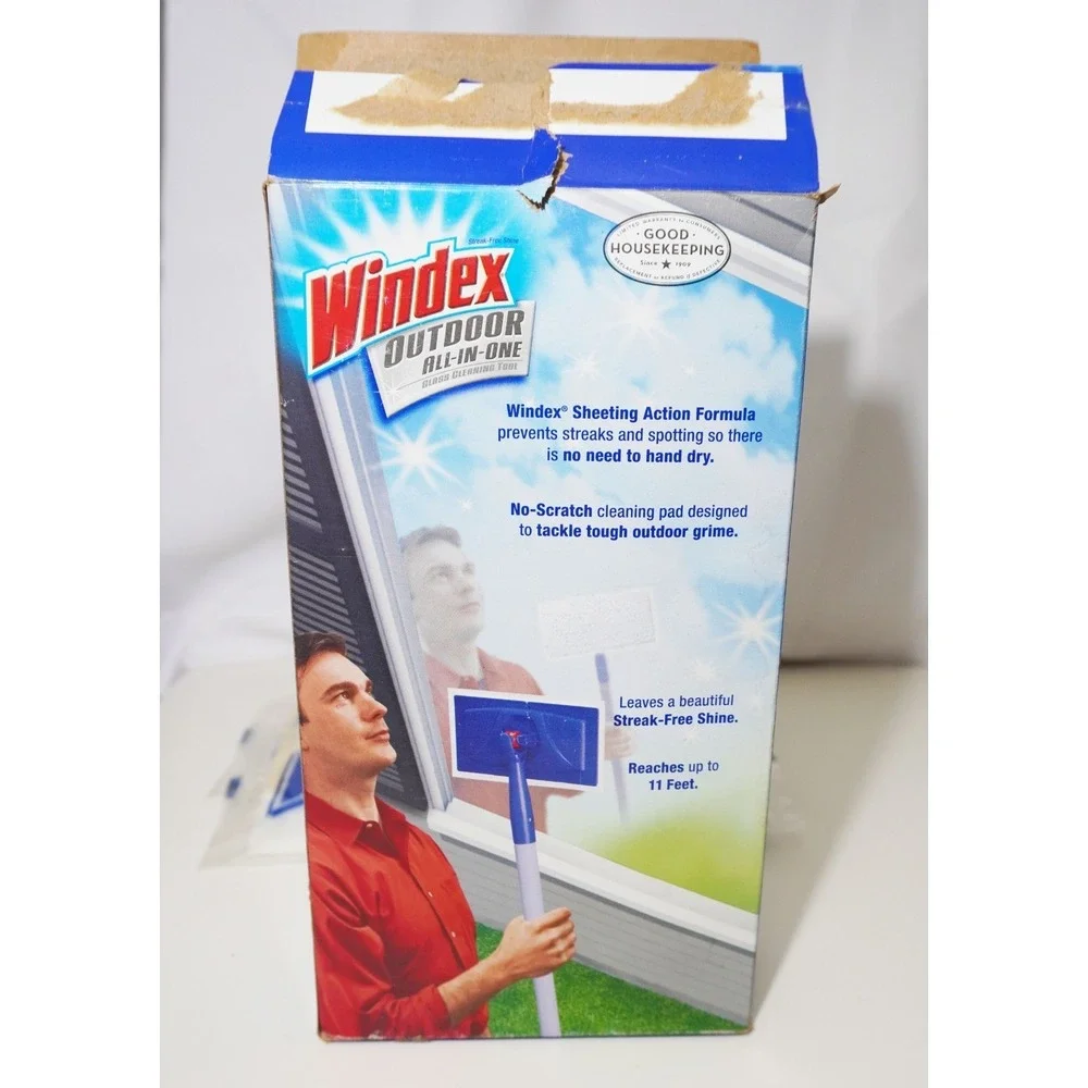New Windex Outdoor All-In-One Glass Cleaning Tool and 2 Sealed Pads Discontinued